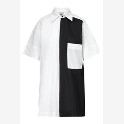 Norma - White Shirt with a contrasting side in cotton