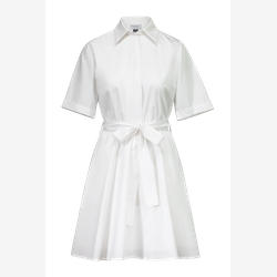 Nolana - White cotton shirt dress with short sleeves