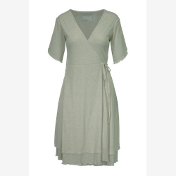 Saharah - Green wrap dress in linen