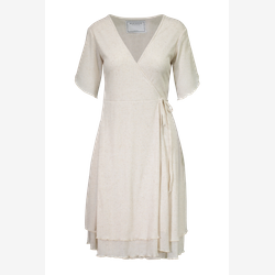 Saharah - Beige wrap dress in linen