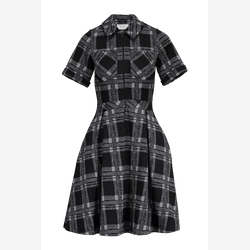 Mila - Fitted dress in black plaid
