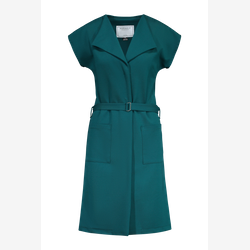 Mariana - Green mid-length dress with lapel collar