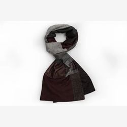 Reversible patchwork scarf - Charcoal and burgundy