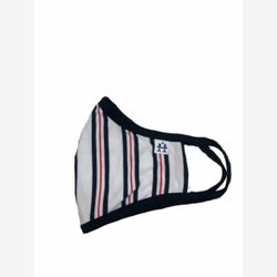 Mask white striped navy and red 3 PLY