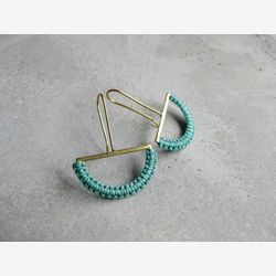 Dangle Semicircle Drop Earrings . Textile Jewelry . Modern Macramé Jewelry . Geometric . Colorful Jewellery .Threader Earrings