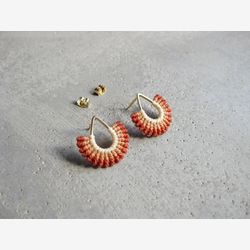 Modern Macrame Earrings . Gold Terracotta Pastel . Teardrop Earrings . Stud Earrings . MicroMacrame Jewellery . Design by .. raïz ..