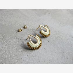 Macrame Earrings . Teardrop Stud Earrings . Gold plated Earrings . Micro Macrame Jewelry . Fiber Jewelry Textile . Design by .. raïz ..