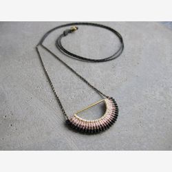 SemiCircle Textile Necklace . I N T I . Modern Macrame Fiber Jewellery . Pastel Tones . Half Circle Geometric Jewelry . Design by .. raïz ..