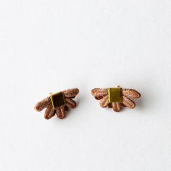 Larrea - Hand Dyed Lace & Brass Stud Earrings