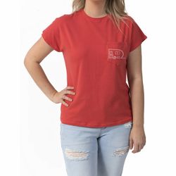 T-shirt pour femme - Corail avec poche camping