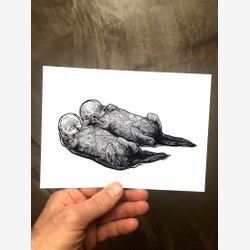 Sea Otters - 5x7 Otter Print  - Otters - Otter Art - Otter Prints - Otter Drawings - Geometric Animals - Prints - Wall Art