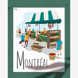 11x14 Quebec Poster, illustration Montreal in Quebec
