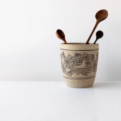 Stoneware Pot / Planter with Mishima Engraving