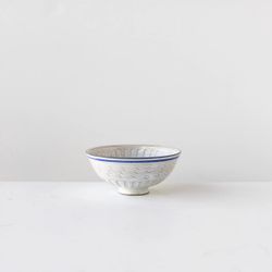 Medium Eating Bowl - Blue & Engravings