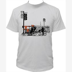 Men's cotton t-shirt - Montreal street closure and bike motif