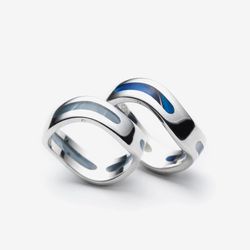 Unisex silver ring - Wave model